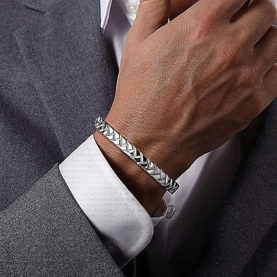 Gabriel Sterling Silver 7.5" Solid Cuff Herringbone Fashion Bracelet