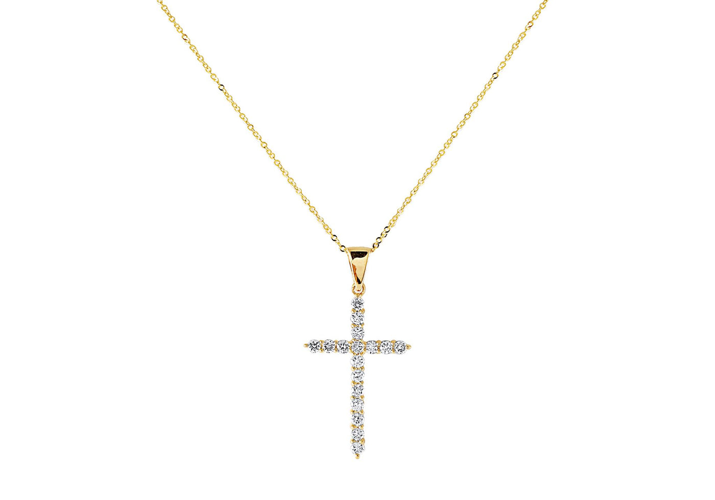 14K Yellow Gold .51ctw Cross Style Lab Created Diamond Necklace