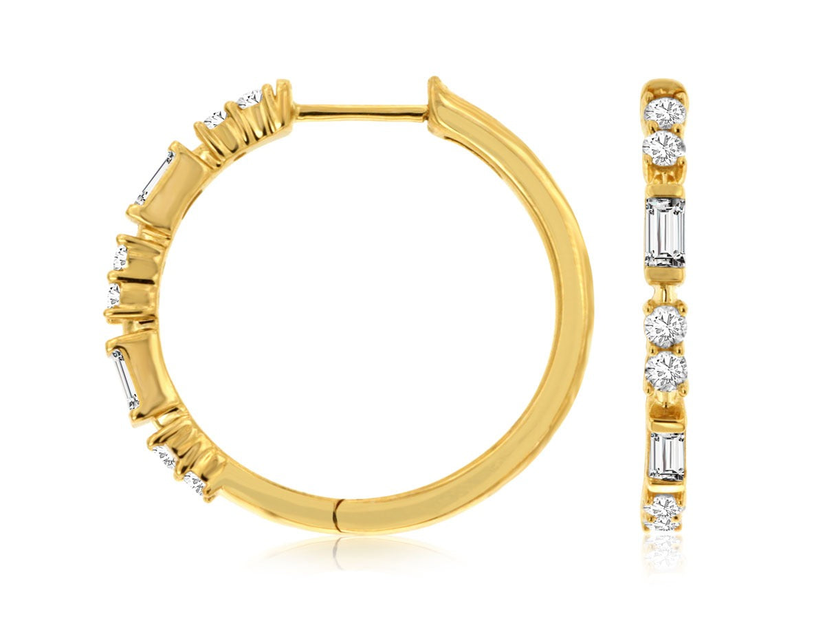 Royal 14K Yellow Gold .48ctw Geometric Fancy Hoop Style Diamond Earrings