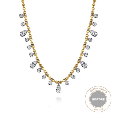 Gabriel 14K White & Yellow Gold 0.49ctw Droplet Style Necklace