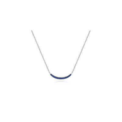 Gabriel Sterling Silver .16ctw Curved Bar Style Necklace