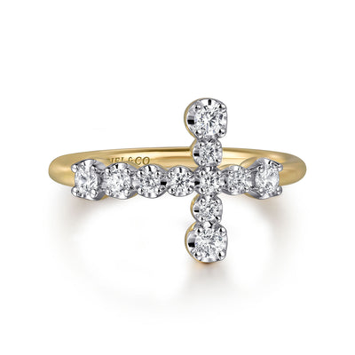 Gabriel 14K Yellow Gold 0.31ctw Cross Diamond Fashion Ring