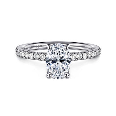 Gabriel 14K White Gold 0.197ctw 4 Prong Style Diamond Semi-Mount Engagement Ring