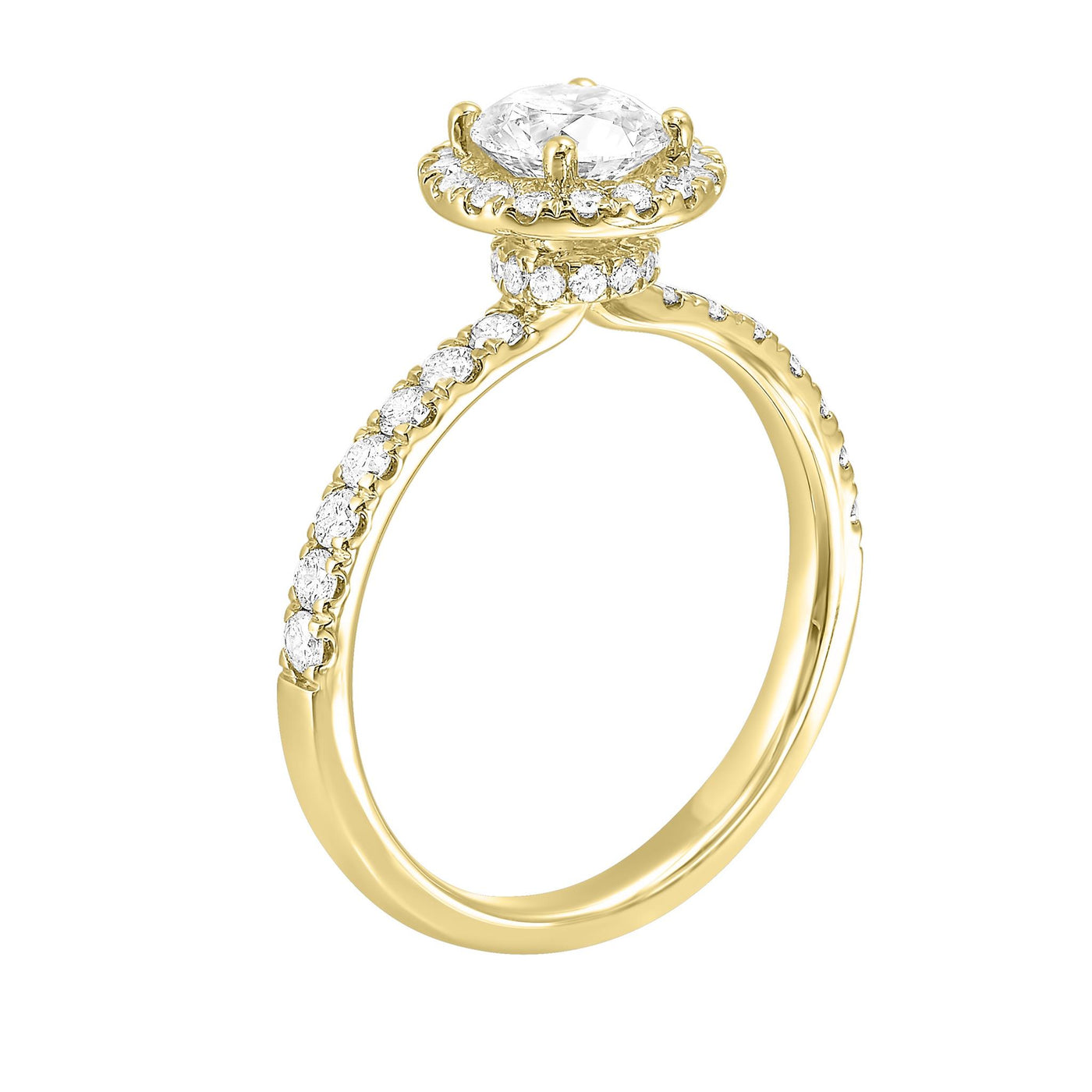 14K Yellow Gold 1.20ctw Round Halo Lab Grown Diamond Engagement Ring