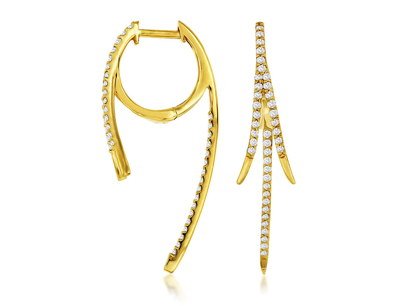 14K Yellow Gold .35ctw Huggie Dangle Style Diamond Earrings