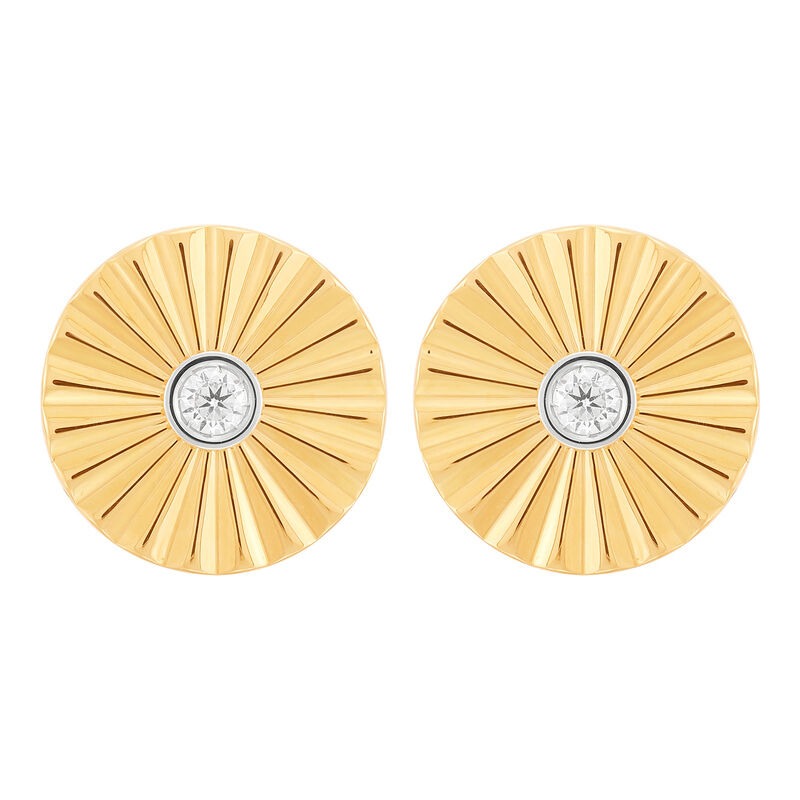 Armadani 14K Yellow Gold .10ctw Starburst Button Style Diamond Earrings