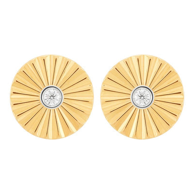 Armadani 14K Yellow Gold .10ctw Starburst Button Style Diamond Earrings