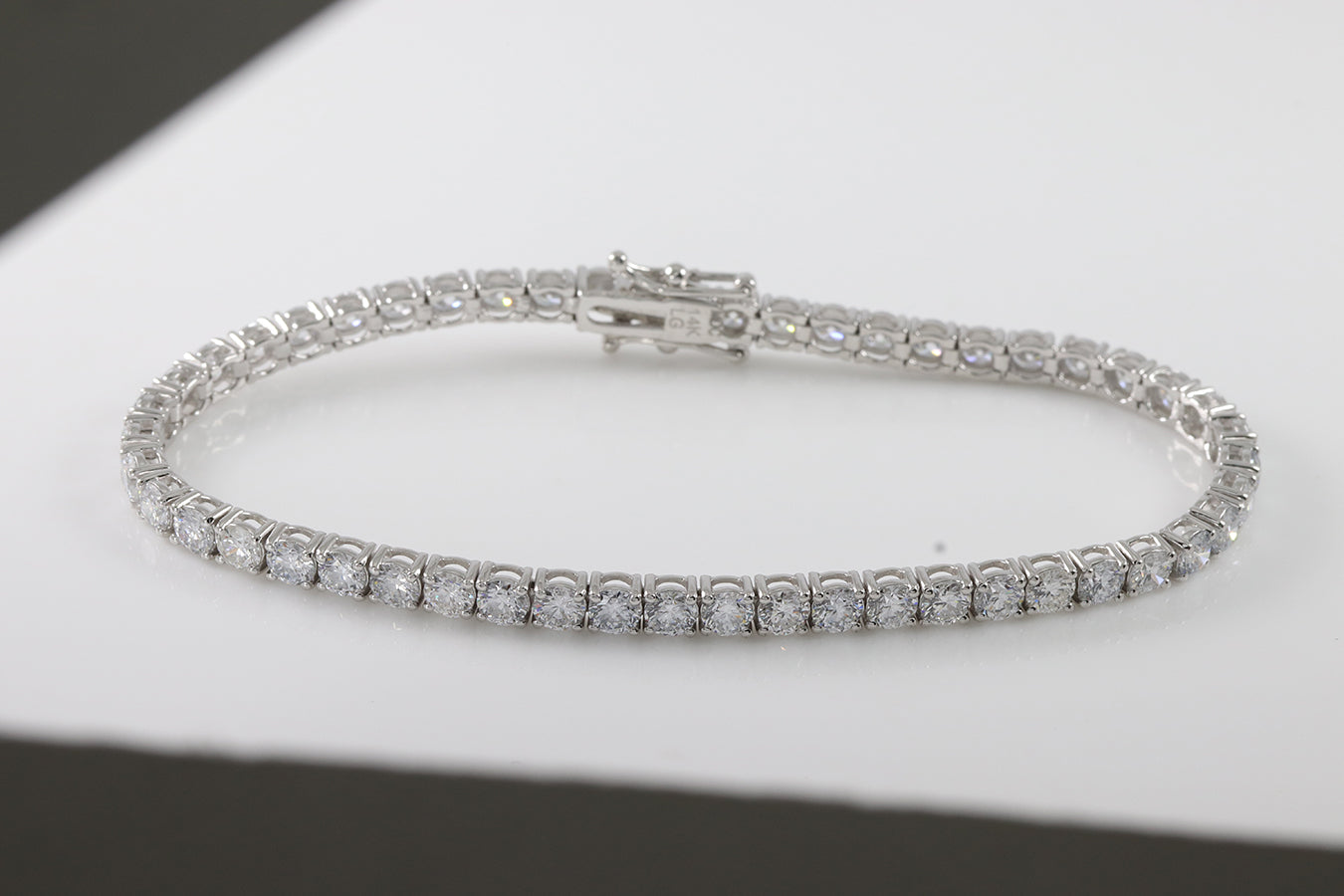 14K White Gold Station Style Lab Grown Diamond Bracelet