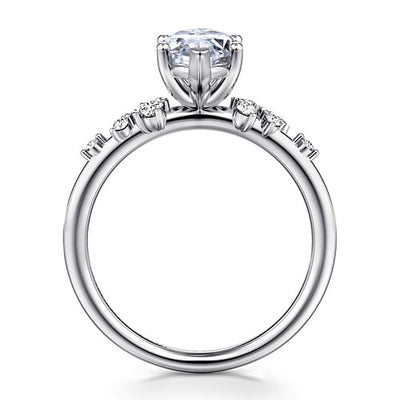Gabriel 14K White Gold 0.18ctw 6 Prong Style Diamond Semi-Mount Engagement Ring