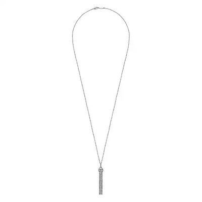 Sterling Silver .16ctw Tassel Style Pendant Featuring Sapphires