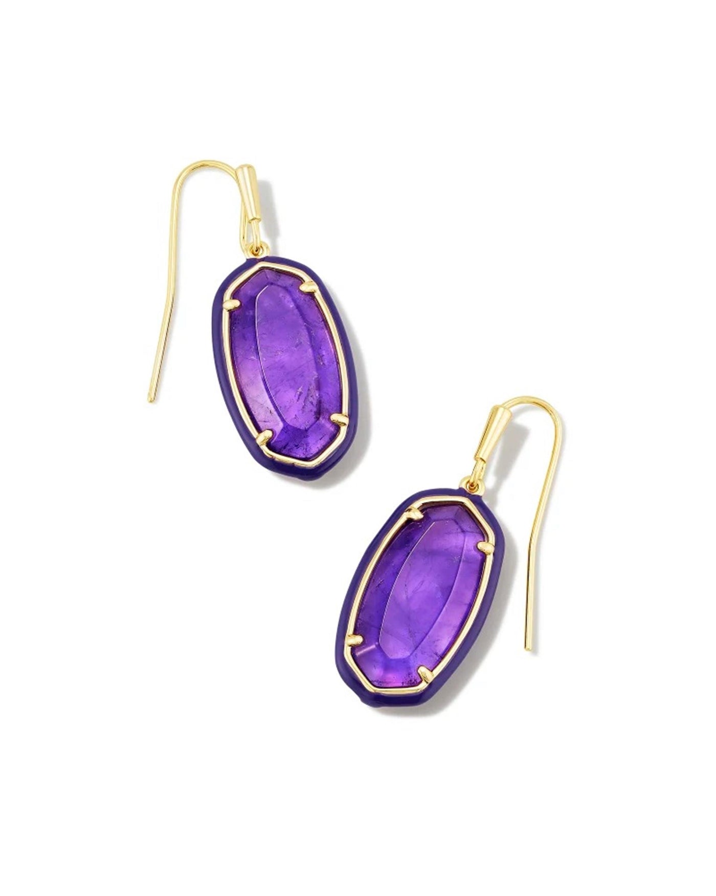 Gold Tone Earrings Featuring Purple Enamel by Kendra Scott