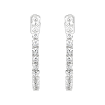 Armadani 14K White Gold 1.00ctw Round Hoop Style Lab Grown Diamond Earrings