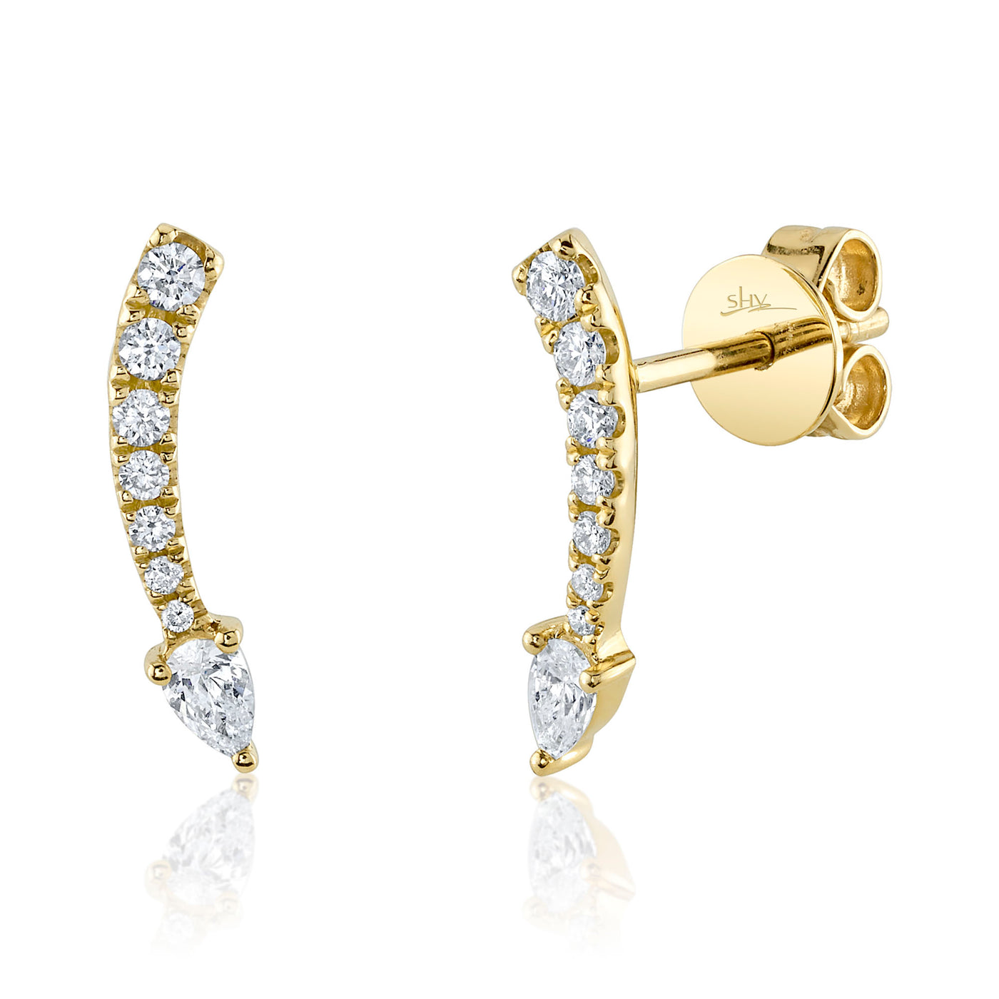 Shy Creation 14K Yellow Gold 0.29ctw Arrow Climber Style Diamond Earrings