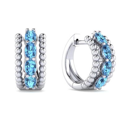 Gabriel Sterling Silver 1.61ctw Huggie Style Oval Blue Topaz Earrings