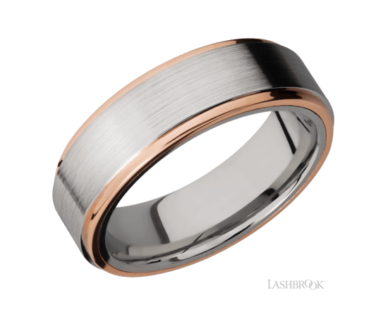 7mm Cobalt Chrome and 14K Rose Gold Wedding Band