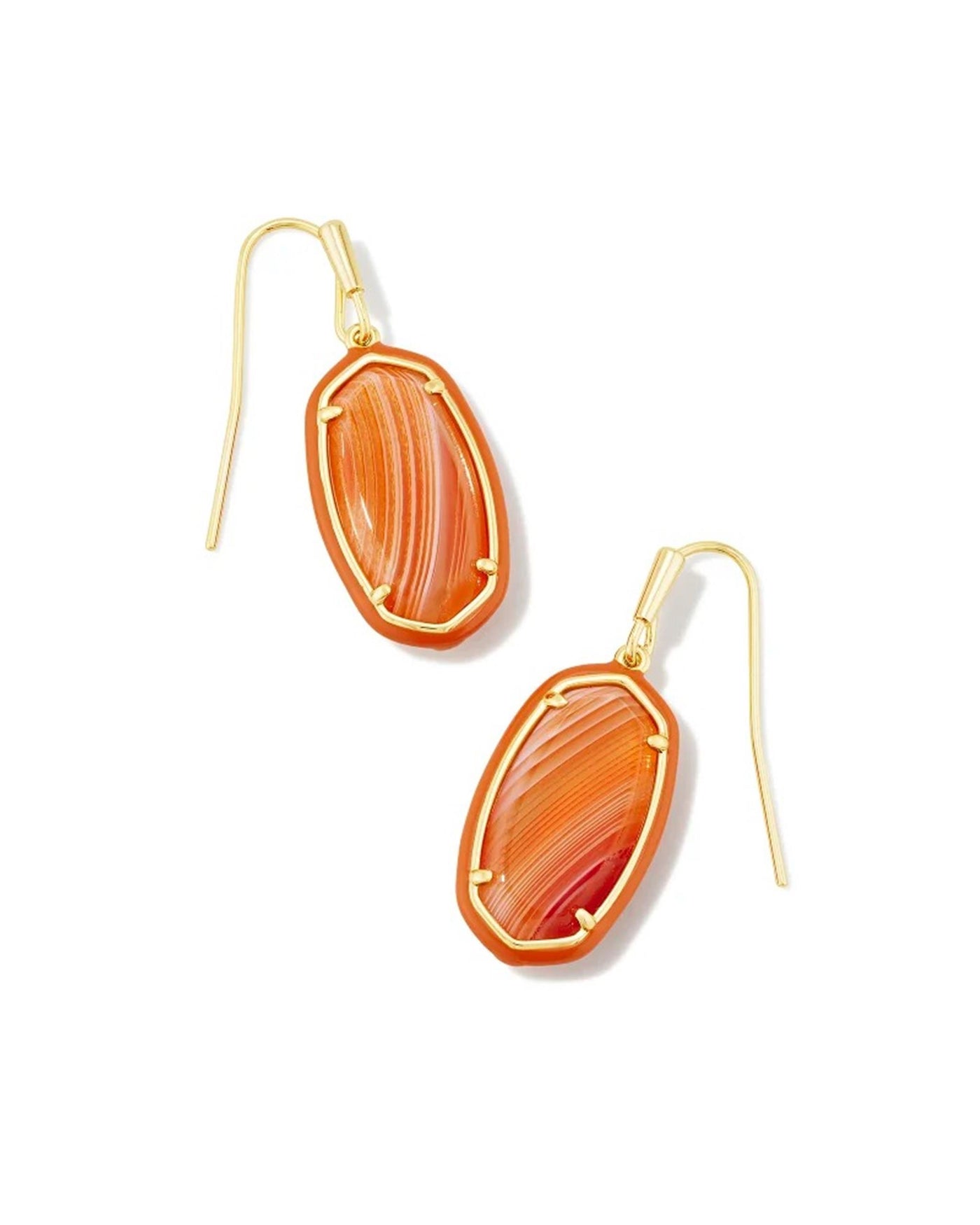 Gold Tone Earrings Featuring Orange Banded Agate by Kendra Scott