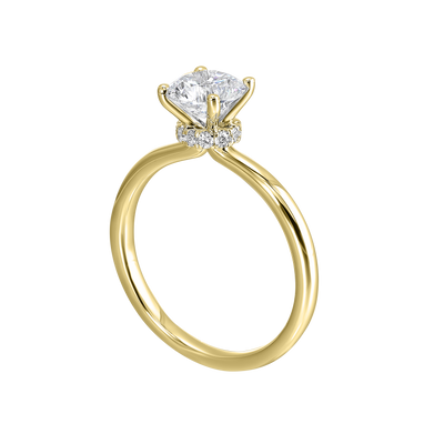 Thollot-Colorado Cut 14K Yellow Gold .10ctw 4 Prong Style Diamond Semi-Mount Engagement Ring