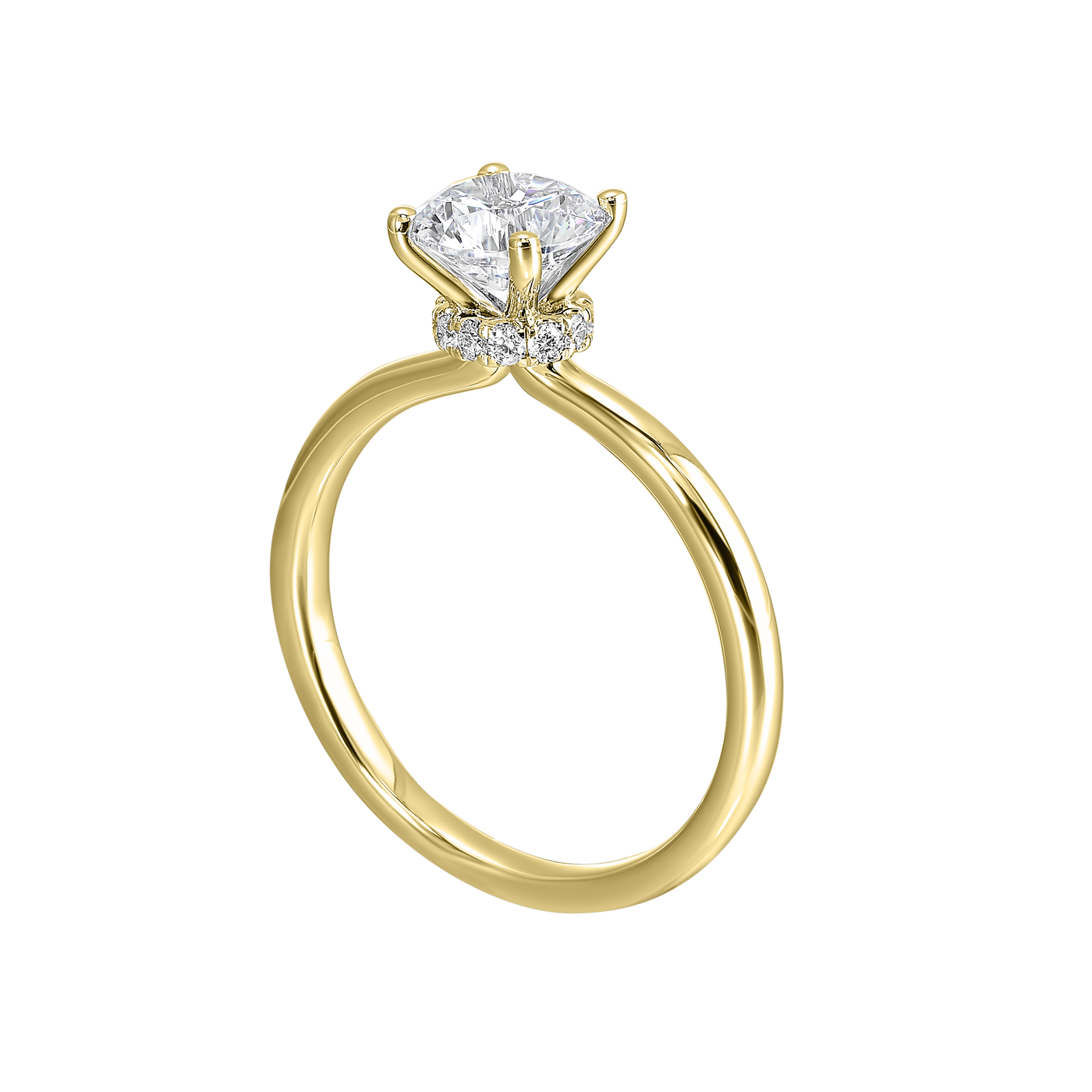 Thollot-Colorado Cut 14K Yellow Gold .10ctw 4 Prong Style Diamond Semi-Mount Engagement Ring