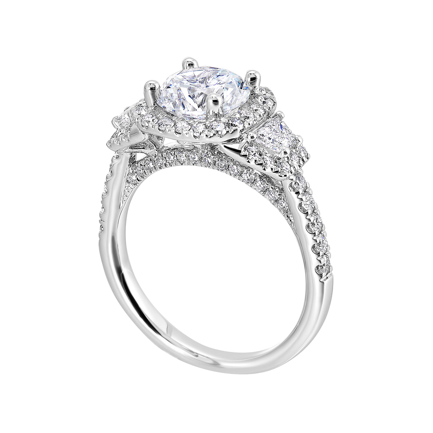 14K White Gold 2.5ctw Cushion Halo Lab Grown Diamond Engagement Ring