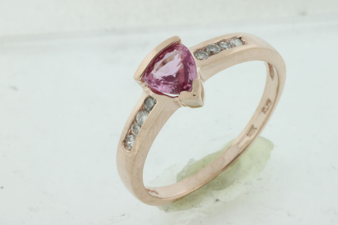 14K Rose Gold 0.66ctw Multi Stone Style Pink Sapphire and Diamond Ring