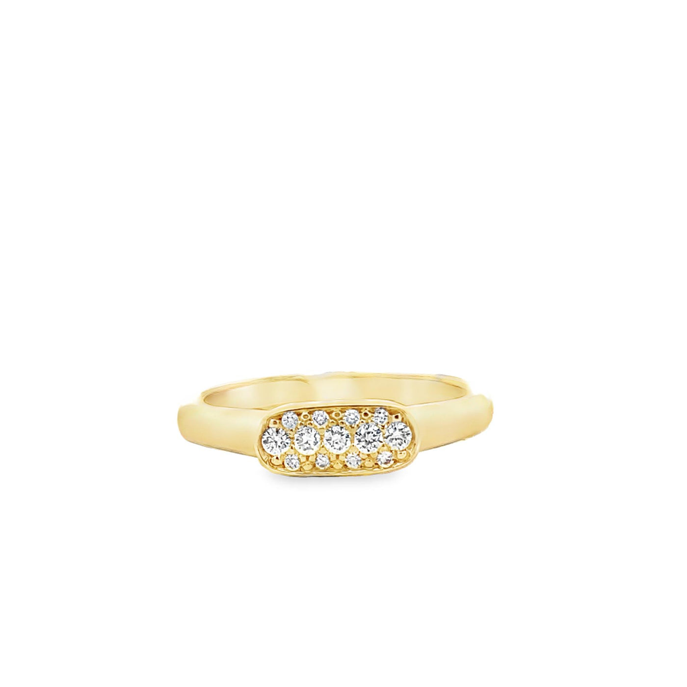 Thollot Custom Original 14K Yellow Gold 0.11ctw Pave Diamond Fashion Ring