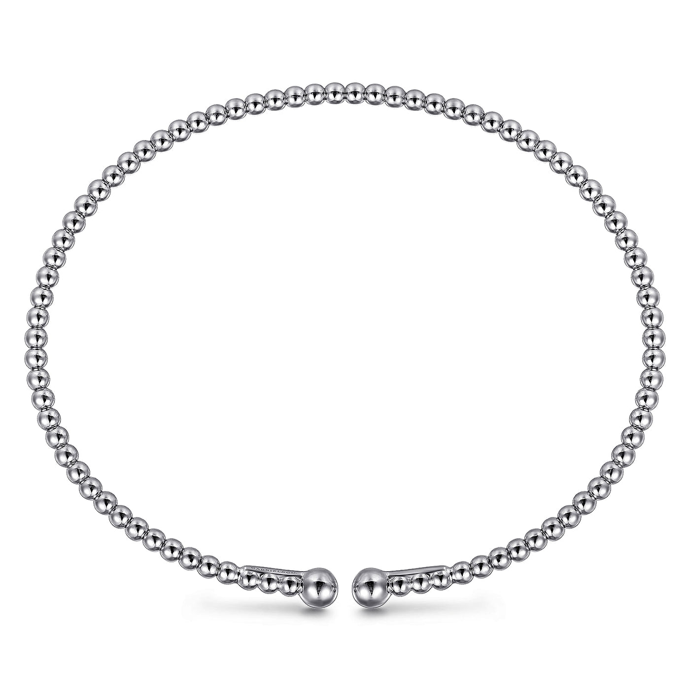 Gabriel 14K White Gold 6.25" Solid Bangle Bead Fashion Bracelet