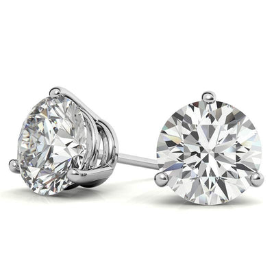 14K White Gold 0.5ctw Diamond Stud Earrings in Three Prong Basket Settings