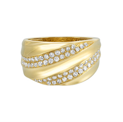 14K Yellow Gold .50ctw Tapered Dome Diamond Fashion Ring