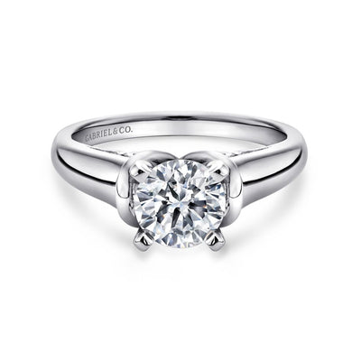 Gabriel 14K White Gold 4 Prong Style Diamond Semi-Mount Engagement Ring