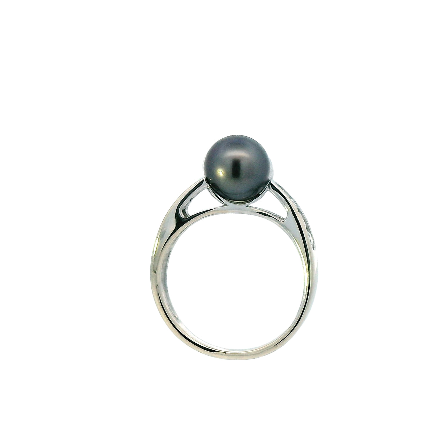 Estate 14K White Gold Tahitian Cultured Pearl Multi Stone Ring with Diamonds