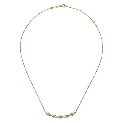 Gabriel 14K Yellow Gold 0.31ctw Twisted Rope Curved Bar Style Necklace