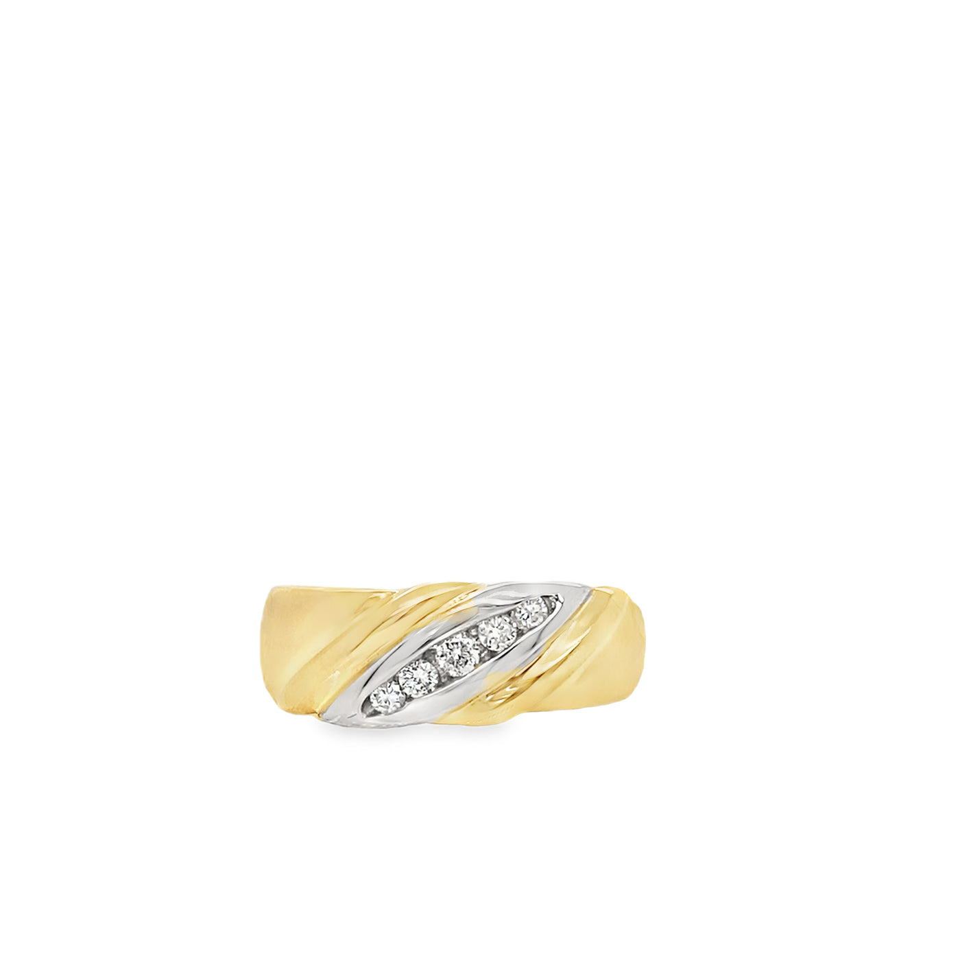 Estate 14K White & Yellow Gold 0.18ctw Multi Stone Men's Diamond Ring