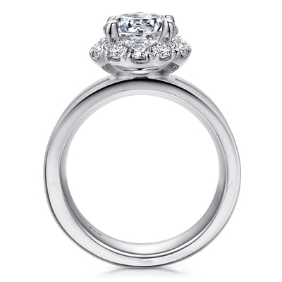 Gabriel 14K White Gold 1.23ctw Round Halo Style Diamond Semi-Mount Engagement Ring