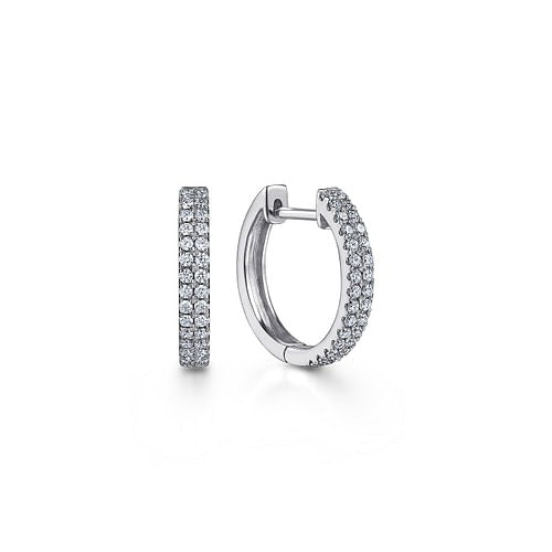 Gabriel 14K White Gold 0.30ctw Classic Round Hoop Style Diamond Earrings