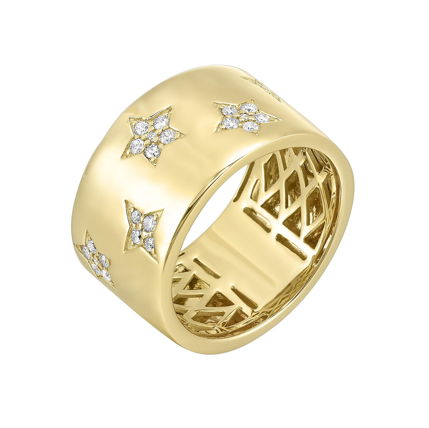 14K Yellow Gold .33ctw Stars Diamond Fashion Ring