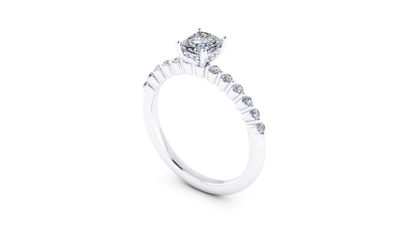 14K White Gold 0.97ctw 4 Prong Engagement Ring by Thollot