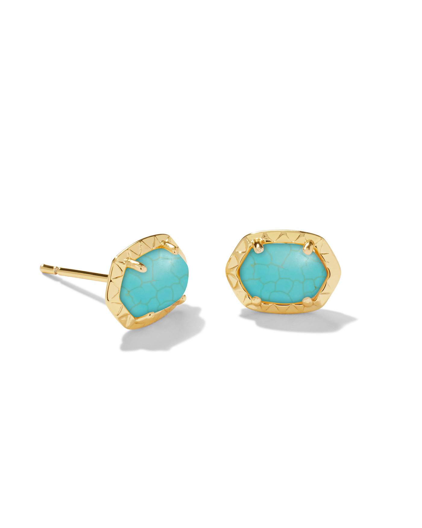 Gold Tone Earrings Featuring Blue/Green Variegated Turquoise Magnesite by Kendra Scott