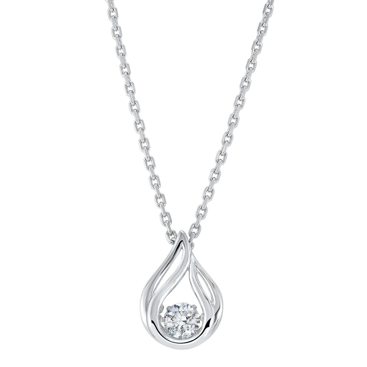 Sterling Silver Rhythm of Love Style Cubic Zirconia Necklace