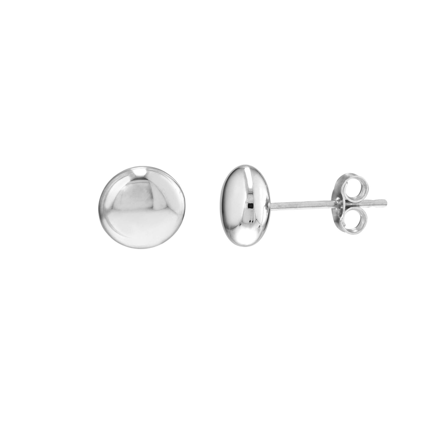 14K White Gold 7mm Circle Button Style Earrings