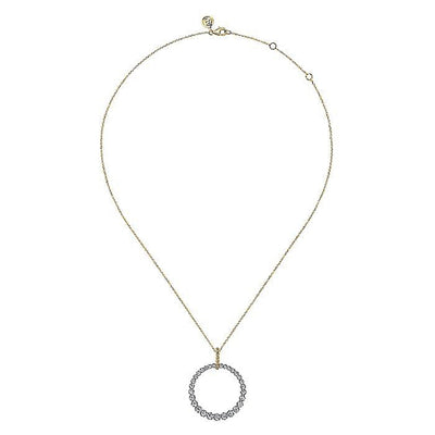 Gabriel 14K White & Yellow Gold 1.03ctw Clearly Flawless Circle Frame Style Pendant