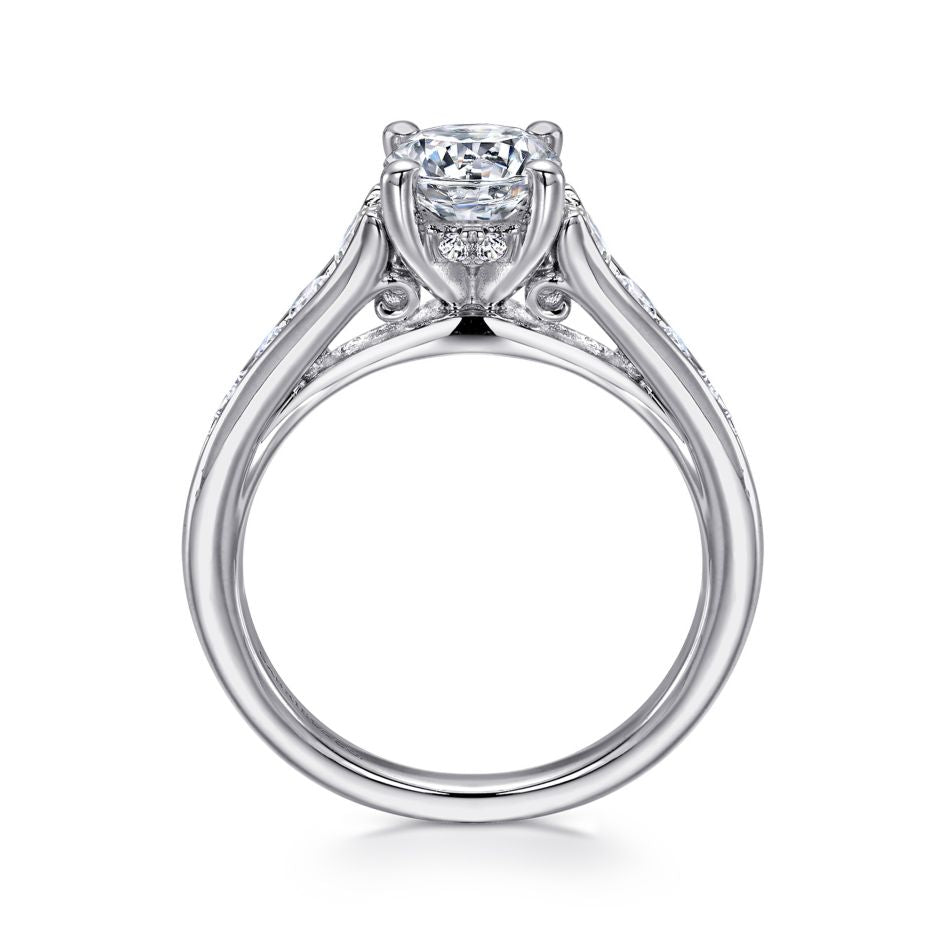 Gabriel 14K White Gold .55ctw 4 Prong Style Diamond Semi-Mount Engagement Ring