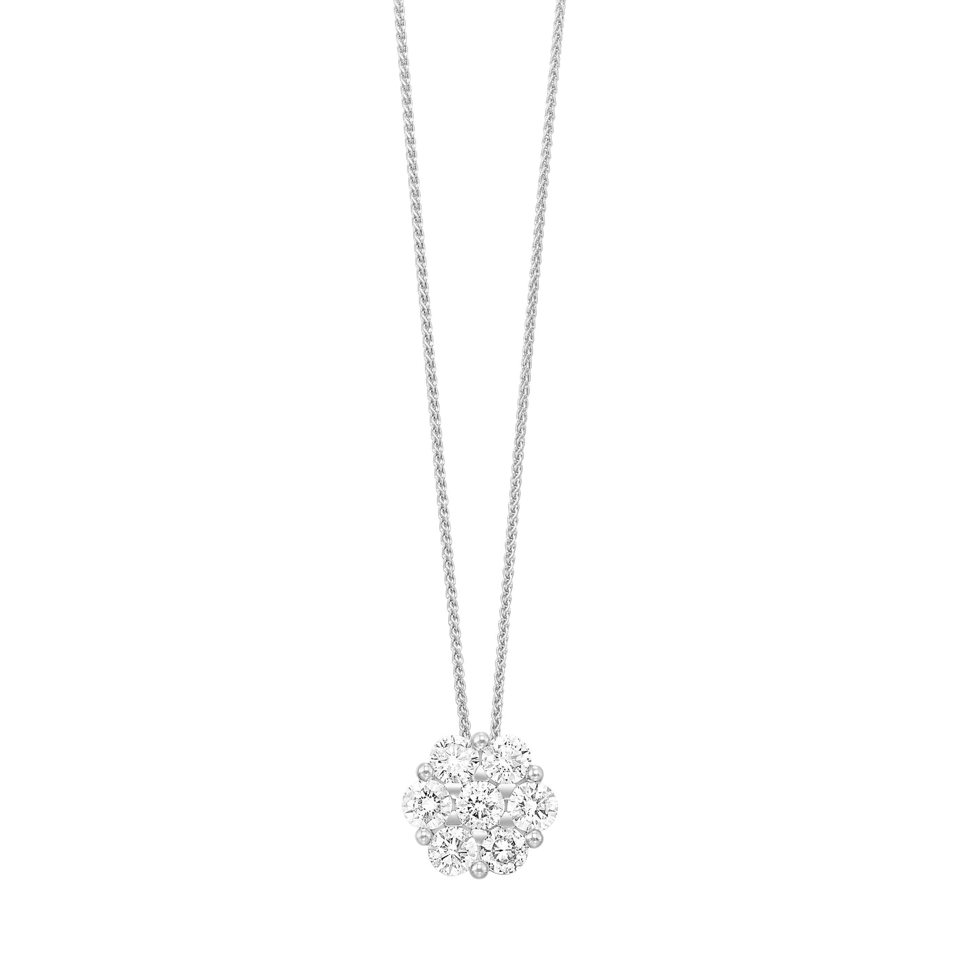 14K White Gold .33ctw Cluster Style Pendant