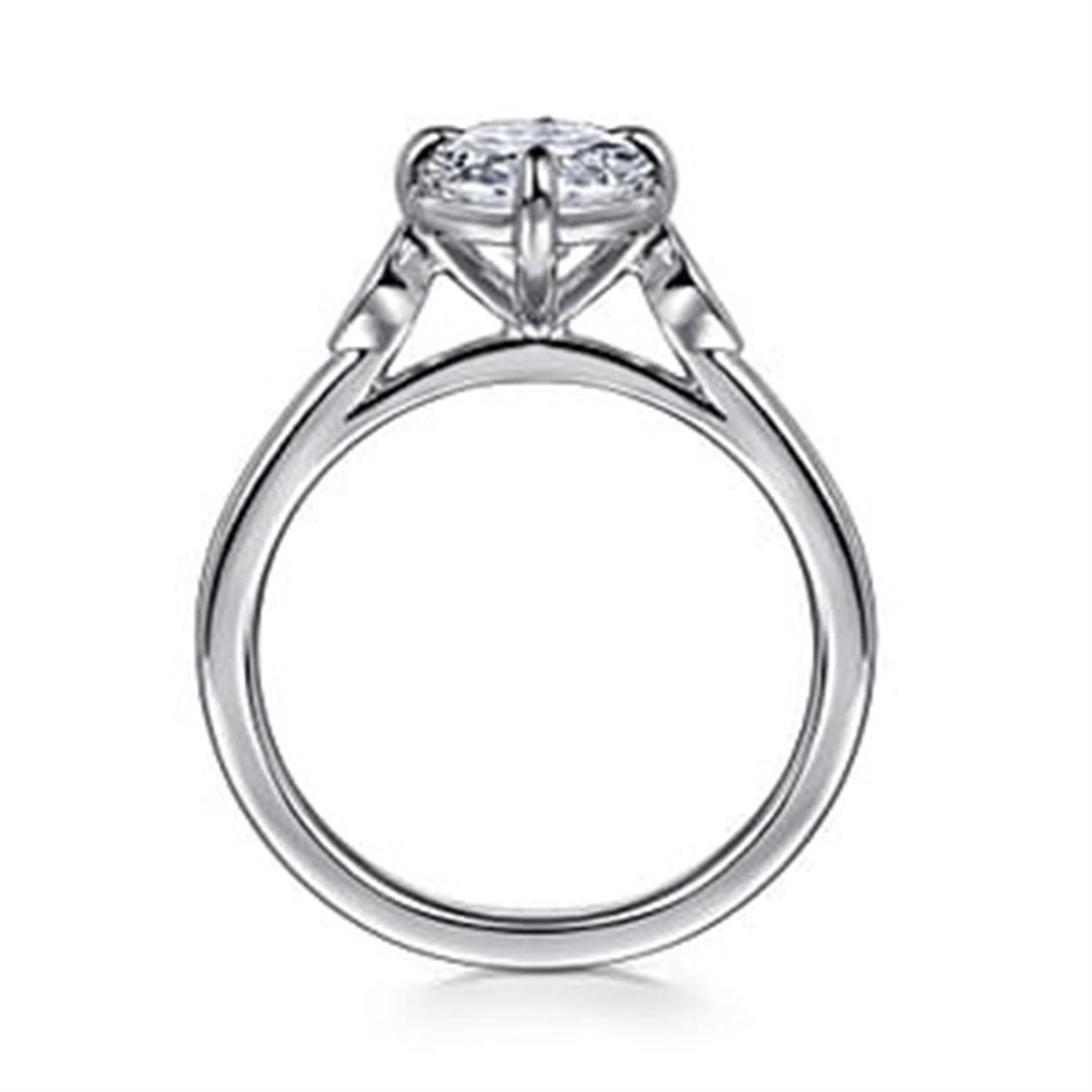 Gabriel - Contemporary Collection 14K White Gold 0.10ctw 4 Prong Style Diamond Semi-Mount Engagement Ring