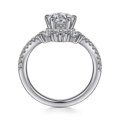 Gabriel 14K White Gold 0.83ctw Multi Stone Style Diamond Semi-Mount Engagement Ring