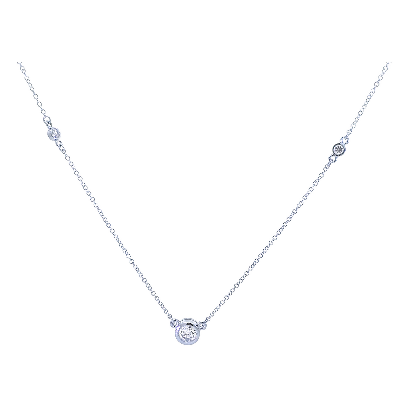 14K White Gold 0.62ctw Station Style Necklace