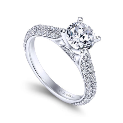 Gabriel 14K White Gold .70ctw 4 Prong Style Diamond Semi-Mount Engagement Ring
