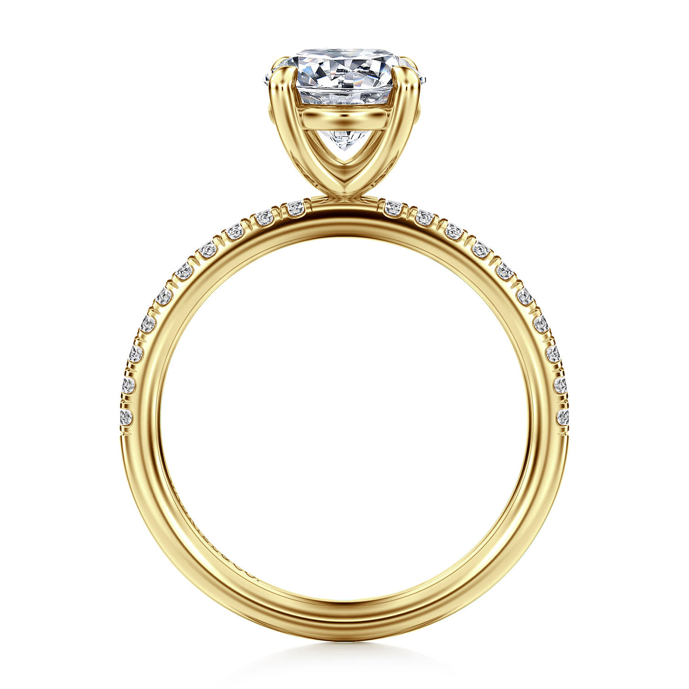 Gabriel 14K Yellow Gold 0.195ctw 4 Prong Style Diamond Semi-Mount Engagement Ring