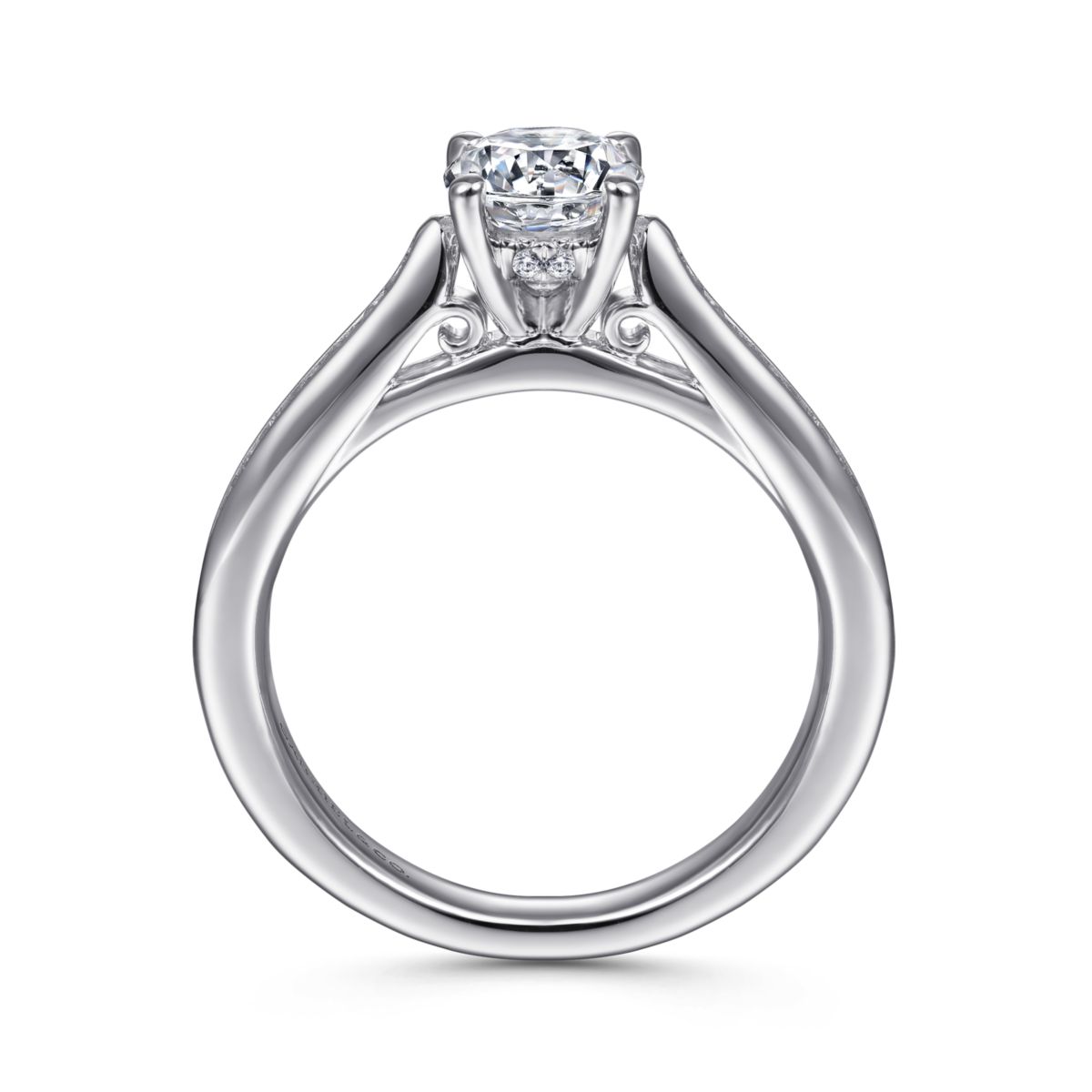 Gabriel 14K White Gold .28ctw 4 Prong Style Diamond Semi-Mount Engagement Ring