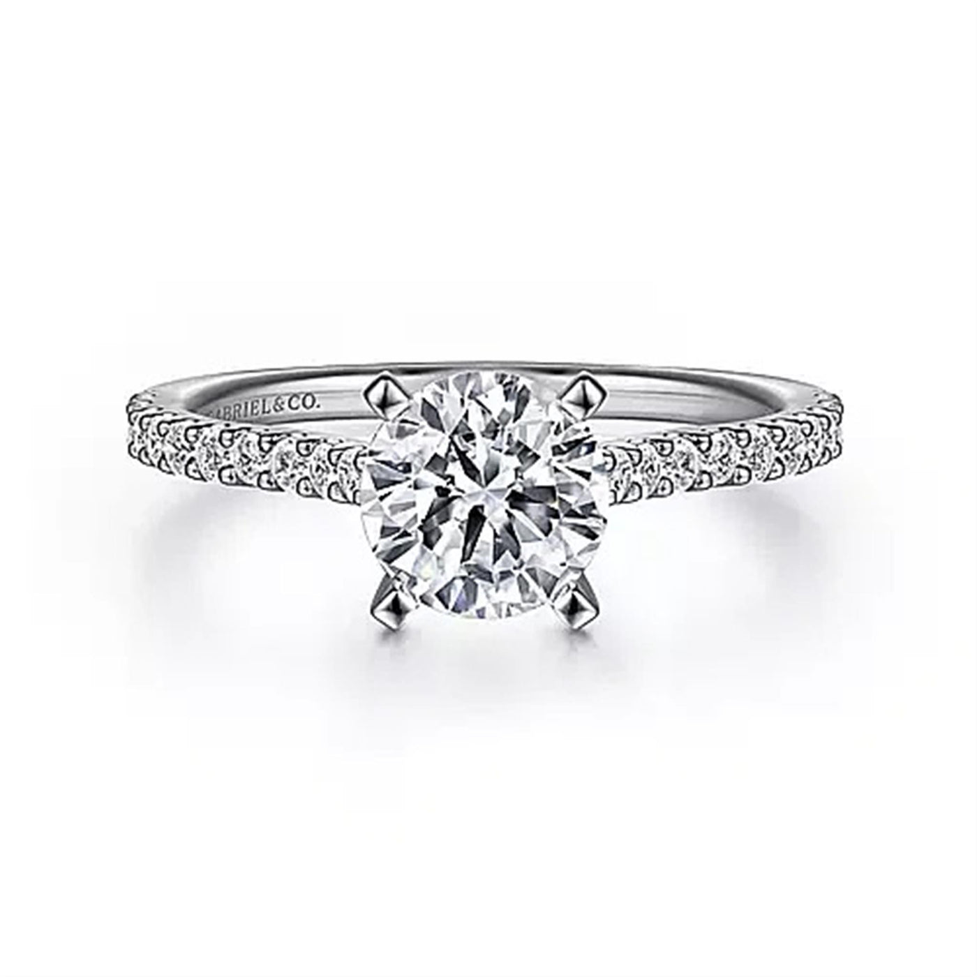 Gabriel - Classic Collection 14K White Gold .30ctw 4 Prong Style Diamond Semi-Mount Engagement Ring