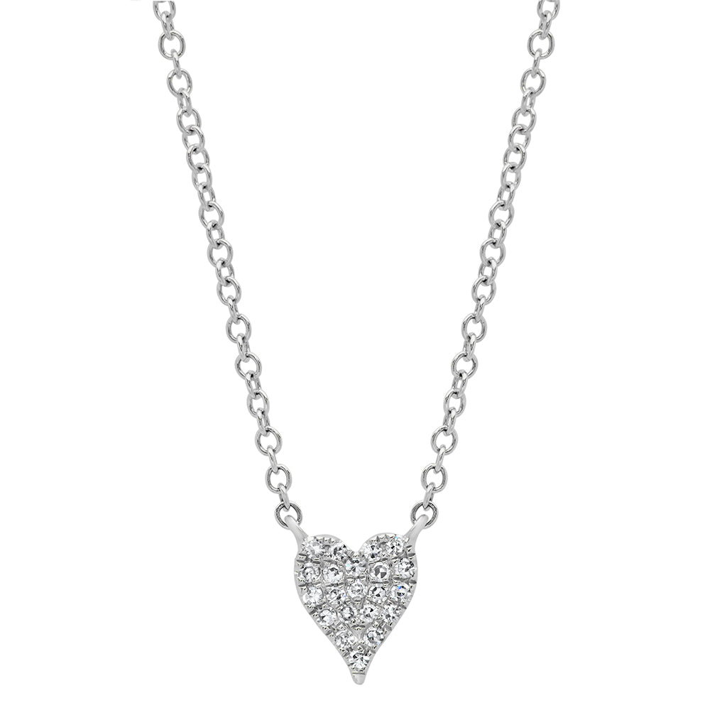 Shy Creation 14K White Gold .05ctw Heart Style Necklace